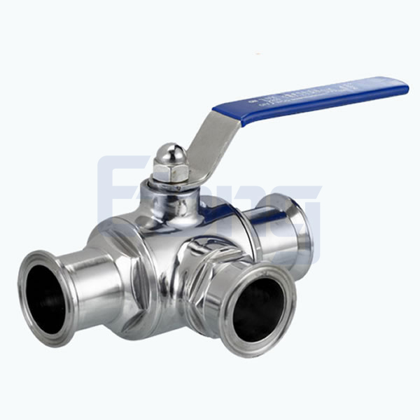 Stainless-Steel-Sanitary-Grade-Clamped-Manual-Type-3-Way-Ball-Valve