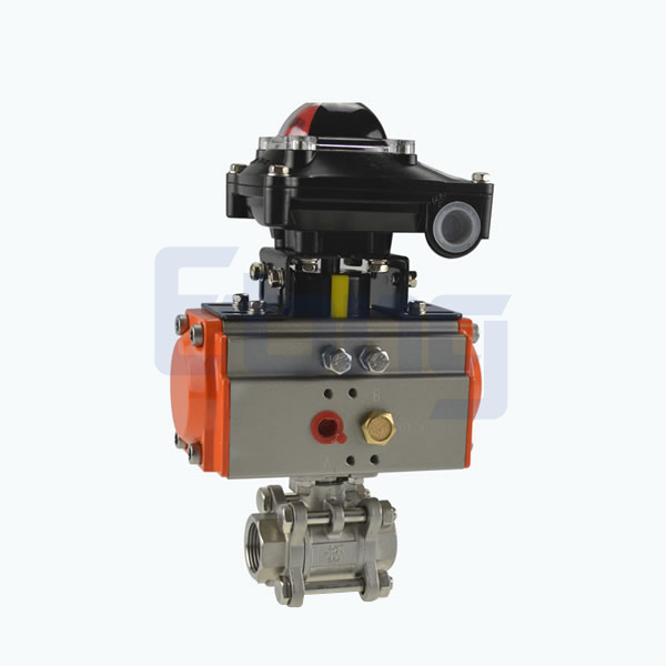 Stainless-Steel-Sanitary-Grade-Pneumatic-Threaded-3-Piece-Ball-Valve