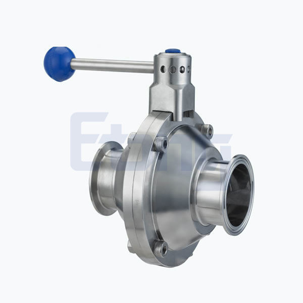 Stainless-Steel-Sanitary-Grade-Round-Handle-Tri-Clamped-Butterfly-Type-Ball-Valve