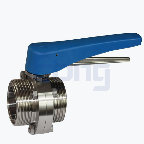 Stainless-Steel-Sanitary-Plastic-Handle-Male-Male-Threading-Butterfly-Valve