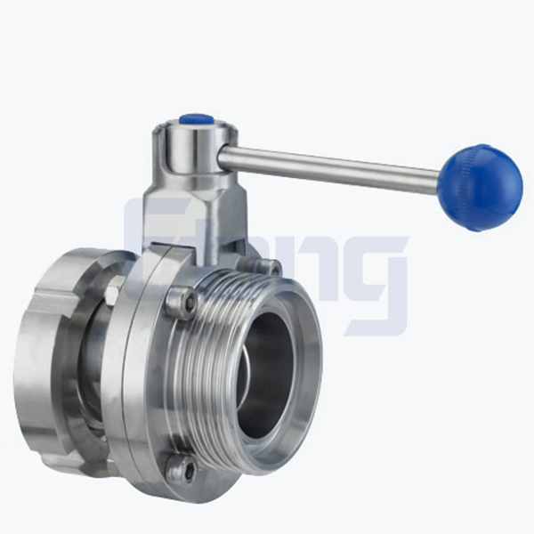 Stainless-Steel-Sanitary-Grade-Manual-Type-Round-Handle-Union-Male-Butterfly-Valve