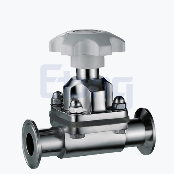 Stainless steel food processing manual clamping diaphragm valve