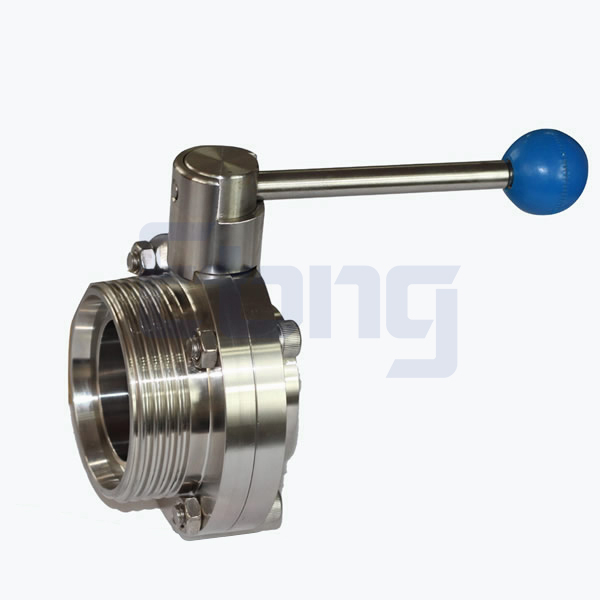 Stainless-Steel-Hygienic-Round-Handle-Manual-Type-Male-Welded-Butterfly-Valve