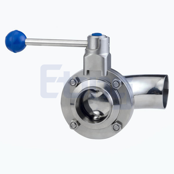 Stainless-Steel-Sanitary-Round-Handle-Manual-Type-Bend-Welded-Butterfly-Valve