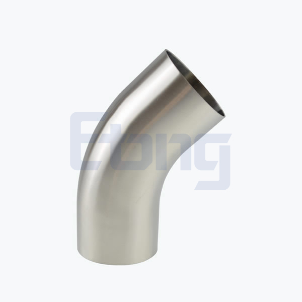 Stainless steel sanitary L2KS long radius 45D clamping elbow