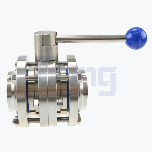 Stainless-Steel-Food-Equipment-Flange-End-Round-Handle-Butterfly-Valve