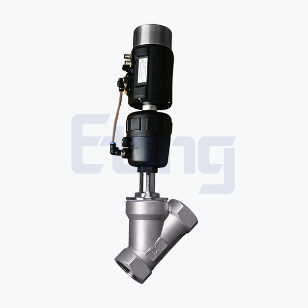 Adjustable pneumatic threaded angle seat valve