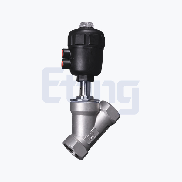 Pneumatic threaded angle seat valve